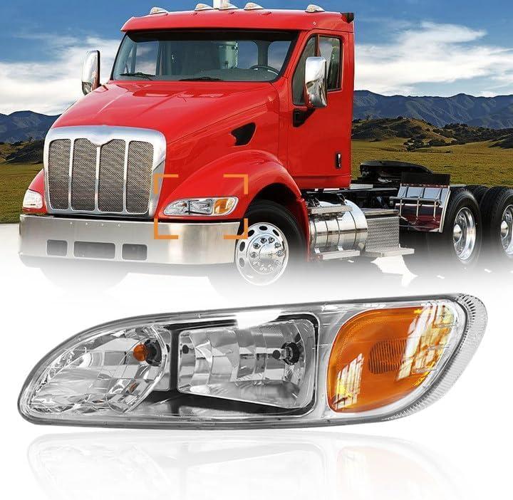 Headlights for Peterbilt 387 325 330 335 337 340 348 382 384 386 Truck High and Low Beam Bulb Left Driver Side Headlamp