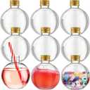 Jinei 9 Sets 8 oz Spherical Plastic Potion Bottles Clear Cocktail Ornament Cups with Funnels Ball Shape Sand Bottles for Christmas DIY Wedding Party Gift Crafts Decoration(Golden,Lid)