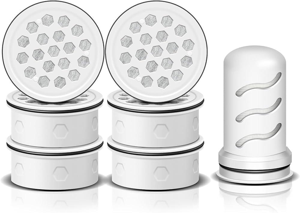 JOOGTO Water Filter Replacement for Lifestraw® Home Dispenser 18 C/Glass Pitcher 7 C/Plastic Pitcher 10 C/Plastic Pitcher 7 C.6 Activated Carbon + Ion Exchange Filter and 1 Membrane Micro Filter (6+1)