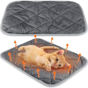 2 Pack Self Heating Cat Mat Self Warming Pet Pads Washable Kennel Mat Dog Crate Pad Reflects Body Heat Non Skid Cat Thermal Pads for Puppy Indoor Outdoor(Gray,16 x 20 Inches)