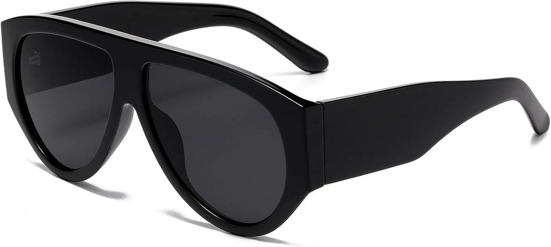 Oversized Aviator Sunglasses for Women Men Classic Big Frame Sun Glasses (A1 Black/Grey)