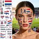 3 x Netherlands Temporary Tattoos, Dutch Flag Face Stickers, Red White Blue Patriotic Body Tattoos, Holland Windmill Tulip Soccer Face Decals for 2026 World Cup Netherlands Party Supplies