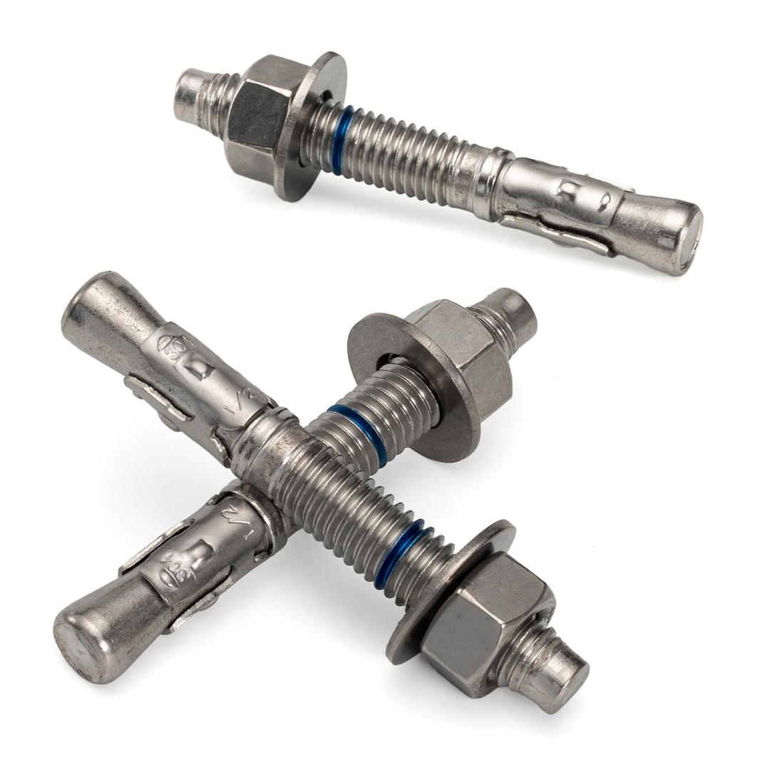 HROMIGRY 5/8" x 5" Concrete Anchors (4 Pack) 5/8 inch Wedge Anchors Bolts Stainless Steel
