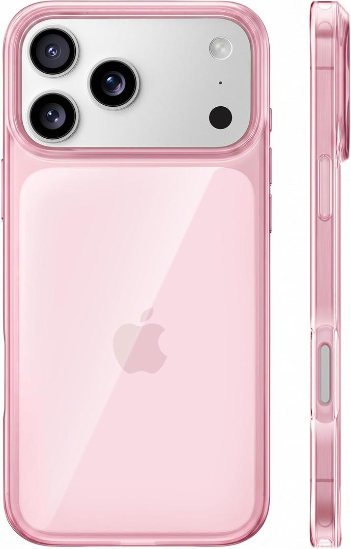 TORRAS for iPhone 17 Pro Max Case Crystal Pink, [Anti-Yellowing][Military-Grade Protection], Ultra Slim Anti-Scratch Back, Soft Bumper, Non-Slip Protective Phone Cover, Pink 6.9"