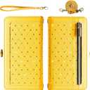 Phone Case for Motorola Moto G Stylus 5G 2025 Zipper Wallet Detachable Magnetic Cell Cover with Screen Protector Crossbody Lanyard Strap Bling Glitter Flip Credit Card Holder Slots Women Yellow