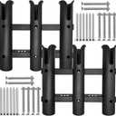 Fishing Rod Holder Bracket Tube 3 Rod Rack Wall Mounted Rod Holder Portable Fishing Pole Holders for Boat Truck Kayak Garag (Black)