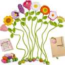GarfxG Crochet Kit for Beginners Adults, 10 Flower Bookmarks Beginner Crochet Kit Include Knitting Yarn, Step-by-Step Video Tutorial, Hook, Holiday Birthday Christmas Gift for Friends Families