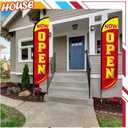 Preboun 2 Sets 12 ft Now Open Feather Flags Pole Kit for Business Advertising Feather Sign with Poles and Ground Spikes Open Flags Banner for Store Outside Signs(Red)