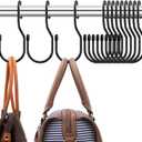 Purse Hanger for Closet, Unique Twist Design Bag Hanger Purse Hooks, 5 inch Large Size Closet Rod Hooks for Hanging Bags, Purses, Handbags, Belts, Scarves, Hats,Clothes, Pans and Pots (12 Pack Black)