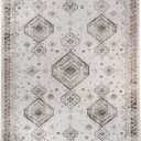 Superior Washable Indoor Large Area Rug, Nylon, Foldable, Vintage Rug for Bedroom, Living Room, Dining Room, Hallway, Durable, Cotton Backing, Machine Wash, Burj Collection, 2' x 15', Ivory