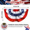 4 Pack 1.5 x 3 FT American Pleated Fan Flag with Red White Blue Star Panels, Patriotic USA Bunting Half Circle Flags for Porch Railing Fence Balcony Home, Independence Day 4th of July Outdoor Decor