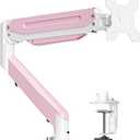 Suptek Monitor Mount Gas Spring Monitor Arm Desk Mount Fully Adjustable Fits 17 20 22 23 24 26 27 32 35 inch Monitors Weight Capacity up to 24.25 lbs, Pink