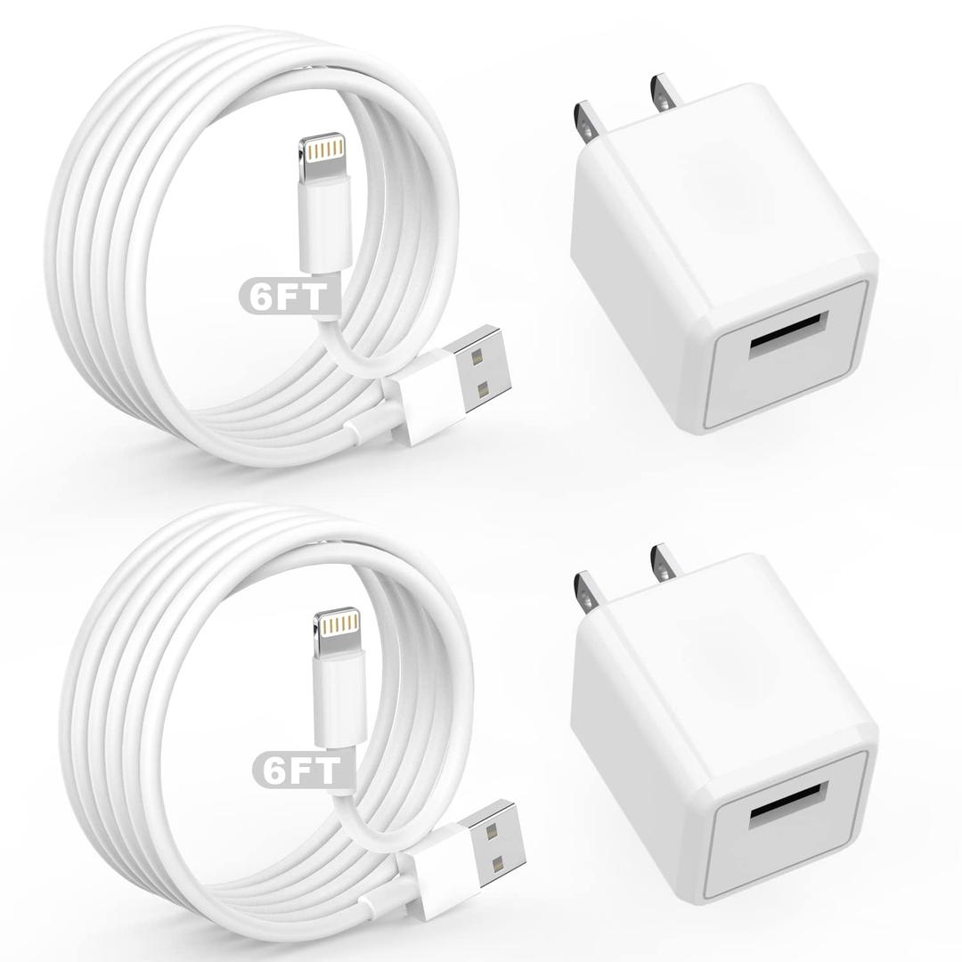 iPhone Charger, Cube iPhone Charger Travel 2Pack 6FT Lightning Cable Cord Quick Fast Charging Cord USB Wall Chargers Travel Plug Adapter for iPhone14/ 13/ 12/ 11/ 10/ X/ 8 Plus/ XR/ XS Max/ 7/ SE/ iPad, Airpods