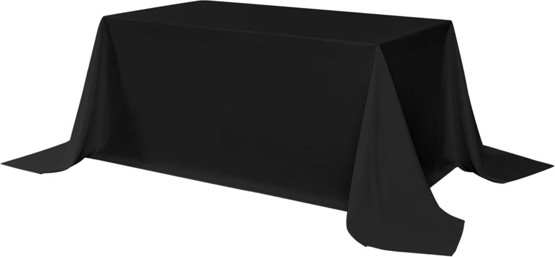 sancua Rectangle Tablecloth - 90 x 132 Inch - Water Resistant Spill Proof Washable Polyester Table Cloth, Decorative Fabric Table Cover for Dining Tables, Buffet Parties and Camping, Black