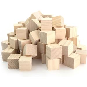 Unfinished Wooden Blocks 1 inch, Pack of 50,Small Wooden Cubes for Arts and Crafts  DIY - Photo Blocks- Plain Wooden Blocks