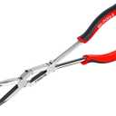 BILITOOLS 13" Extra Long 45 Bent Nose Pliers, Double Joint Long Reach Pliers with Serrated Jaws, Angled Needle Nose Pliers for Tight Space Access