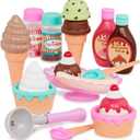 Battat- Play Circle- Toy Food  Ice Cream Set  Kitchen Accessories For Kids- Pretend Play- Sweet Treats Ice Cream Parlour- 3 years + (21 Pcs)