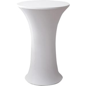 Viiamacki 24x43 Inch Round Spandex Cocktail Tablecloth, White Elastic Fitted Highboy Bar Table Cloth, High Top Circular Base Adjustable Pub Table Cover for Wedding Pool Party Anniversary, White 