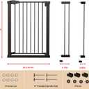 Fldofaves 42" Extra Tall Pet Gate for Cats and Dogs, Fits 29.5"-39" Wide Openings, Pressure Mounted Auto Close Cat Gate with Ultra Narrow Bar Spacing for Doorways, Stairs, Hallways(Black)