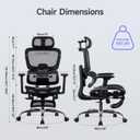 Office Chair with Footrest, Ergonomic Chair with 3D Headrest, Computer Chair with Adjustable Backrest & 3D Armrest, Gaming Chair with Adaptive Lumbar Support, Mesh Backrest & Cushion, Black, 19.7" W x 18.9" D x 48" H