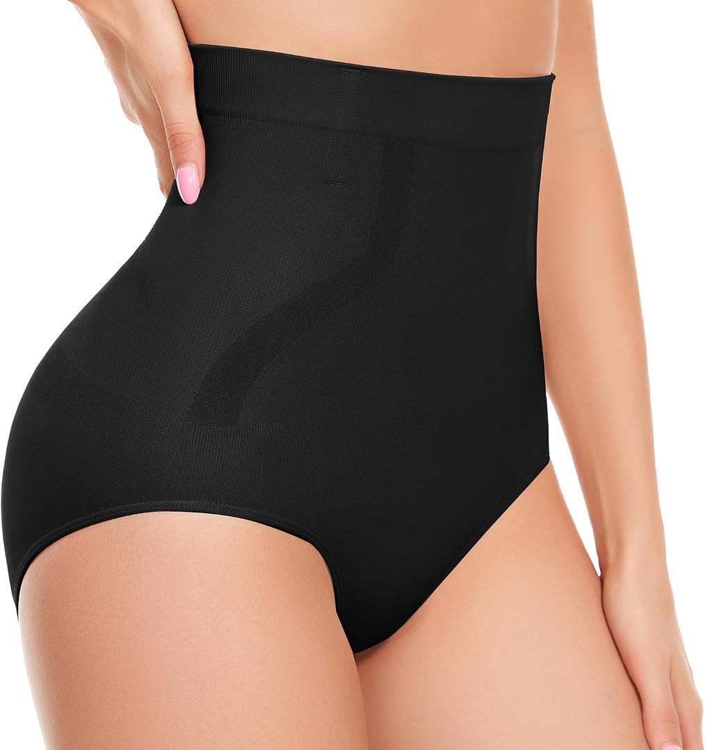 Tummy Control Underwear - High Waisted Body Shaper Panties Seamless Shapewear Compression Briefs for Women, L