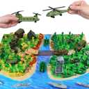 Army Men Military Toys for Boys Age 3-12, 124 Pcs Plastic Army Men Playset - Army Men Action Figures with Toy Soldiers, Boats, Tanks, Helicopters and Battleships - Birthday Gift for Kids