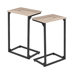 AMHANCIBLE C Shaped End Tables Set of 2, Couch Side Tables that Slide Under Sofa, Slim TV Trays for Living Room and Bedroom, Narrow Space Saving Laptop Workstation, Grey, HET02BGY
