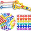 Fidget Toys for Kids | 3-Pack Sensory Toys for Kids Ages 5-12 | Pop It, Keyboard & Sensory Balls | Quiet Fidgets for Classroom | Stocking Stuffers for Christmas | Party Favors for Birthday Goodie Bags