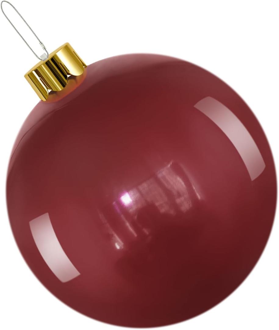 Inflatable Christmas Ornaments,Christmas Oversized Ornament,Christmas Ball Decorations Indoor Outdoor, Use as Festive Yard Decoration (Red, 25")