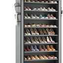 LANTEFUL Shoe Rack with Covers 10 Tier Tall Shoe Rack Organizer Large Capacity Shoe Shelf Storage 40 Pairs Space Saving Free Standing Shoe Storage Organizer for Closet, Entryway, Dorm, Grey