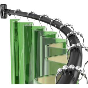 AmazerBath 20-84 Inches Arched Curved Shower Curtain Rod, Heavy Duty Shower Rod Rust Proof Bathroom Curtain Rod, Adjustable Telescoping Design Easy Segmented Installation, Need to Drill, Black