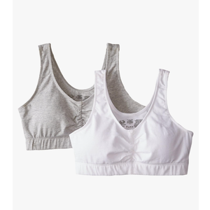 Fruit of the Loom Women's 2-Pack Shirred Front Sport Bra – Removable Pads for Customizable Support 36