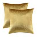 GIGIZAZA Gold Velvet Decorative Throw Pillow Covers,18x18 Pillow Covers for Couch Sofa Bed 2 Pack Soft Cushion Covers, Gold