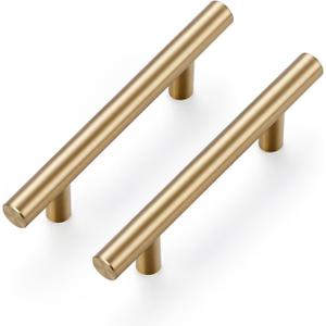 Ravinte 35 Pack 5 Inch Cabinet Pulls Champagne Bronze Stainless Steel Kitchen Drawer Pulls Cabinet Handles 5 InchLength, 3 Inch Hole Center