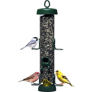Brome Tube 200 Wild Bird Feeder, Metal, 6 Seed Ports, 3.4 lb Capacity, Extra-Wide Perches, Easy to Fill & Clean, Pole-Mountable