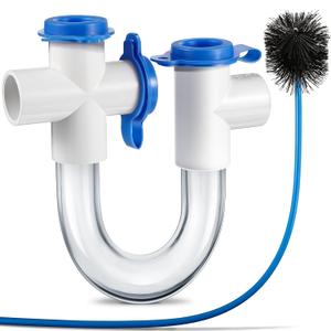 3/4 Inch Standard Condensate Trap with Cleaning Brush, PVC U Trap for HVAC Systems, Air Conditioner, Effectively Drains Condensate(1 Pack)