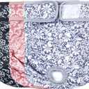 wegreeco Luxury Washable Reusable Dog Diapers (Stylish Pattern) - Female Dog Diapers, Doggie Diapers, 3 Pack (Lace, Medium) (Medium (12"-15" Waist))