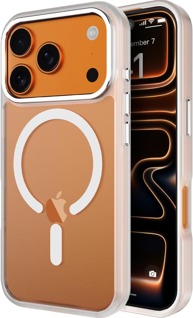 for iPhone 17 Pro Case [Compatible with MagSafe][Translucent Matte][Anti-Yellow][Anti-Fingerprint] Shockproof Protective Slim Case for 17 ProWhite