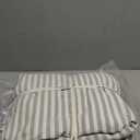 MooMee Striped Duvet Cover Set 100% Washed Cotton Linen Like Textured Breathable Durable Soft Comfy (Tannish Linen Grey White Classic Stripes, King 104"x90")