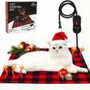 Pet Heating Pad, Adjustable Temperature Heated Cat Bed with Timer, Outdoor Waterproof Heated Dog Bed with Anti-Chew Cord, Overheat Protection Warming Mat for Cats and Puppies (S:17.7"x17.7")