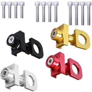 4 Sets Bike Chain Adjuster 4 Colors Bicycle Chain Tensioners Fixing Buckle Wheel Fastener Cycling Regulator Aluminum Alloy Black Red Gold Silver for Single Speed Bike