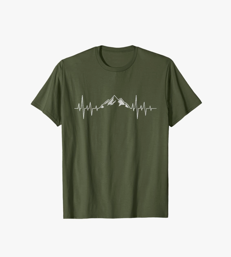 Hiking Mountains Heartbeat Hiker Adventures T-Shirt Male Size M