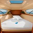 Waterproof Mattress Protector V Berth Size- 15" Deep Pocket Fitted Style Mattress Pad Cover Skin-Friendly, Super Soft & Breathable Bed Protection Against Moisture, Spills, Stains - White