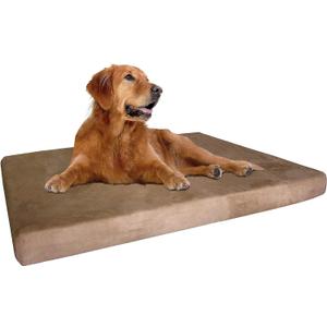 Dogbed4less Extra Large True Orthopedic Gel Memory Foam Dog Bed, Waterproof Liner and Durable Brown Cover, XL 47X29X4 Inch Fit 48"X30" Crate