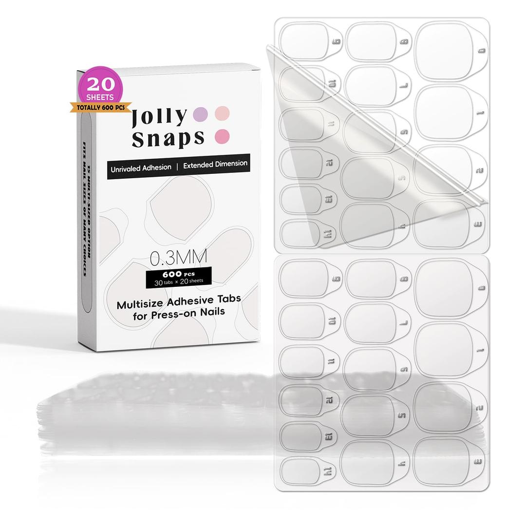 20 Sheets(600pcs) Press on Nail Adhesive Tabs | Upgraded Strong Hold Disposable Nail Stickers for General Use, Family-Friendly & Easy Application