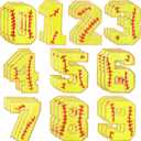 Hotop 30 Pcs Chenille Letter Patches Iron on Patches for Clothing Sports Patches Chenille Embroidered Applique for Bags Hat DIY Clothing Jackets Backpacks Repair (Yellow,Softball Number Style)