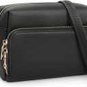 FYY Small Crossbody Bags for Women Vegan Leather Crossbody Purses for Women Travel with Adjustable Shoulder Strap (Black)