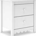 Signature Design by Ashley Hallityn Minimalist 2 Drawer Nightstand, Smooth-Gliding Drawers, Wood, 21.34" W x 15.94" D x 24.37" H, Matte White Finish