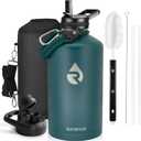 RAYMYLO One Gallon Water Bottle Insulated, Triple Walled Vacuum Stainless Steel (Cold for 48 Hrs), Leak Proof & Non-BPA, Large Water Flask Jug with Paracord Handle & Straw Spout Lids