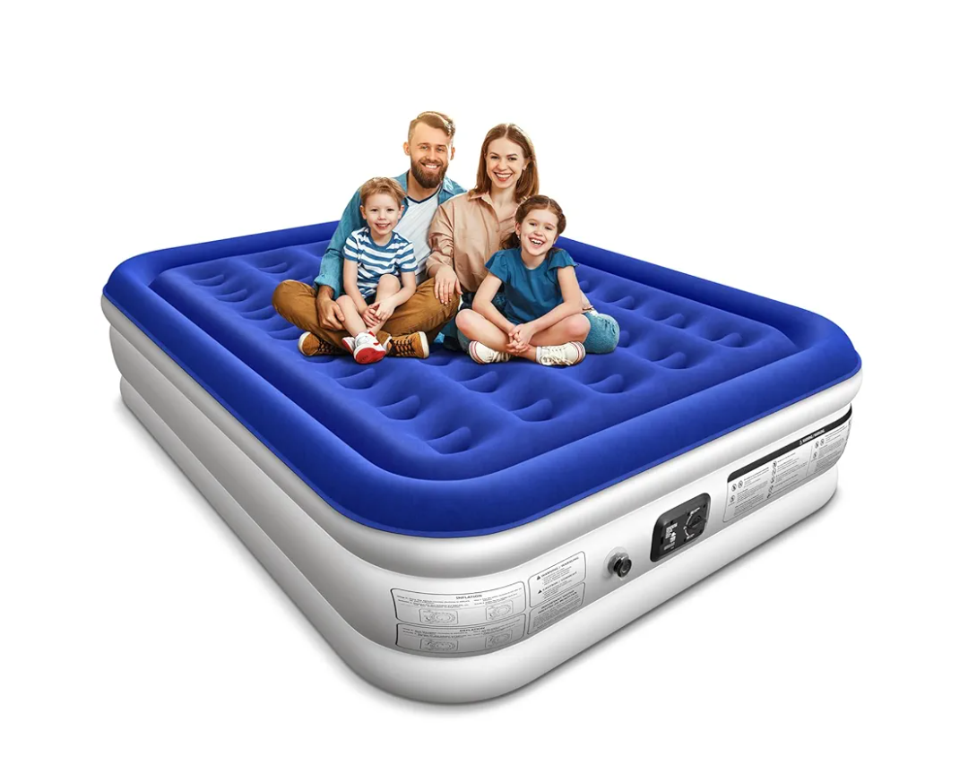 Queen Air Mattress with Built in Pump Luxurious Comfort 16" Raised Inflatable Mattress Queen Airbed Blow Up Mattress for Home Guests 80"*60"*16" Air Bed 3 Mins Fast Inflate/Deflate 660 lbs Max